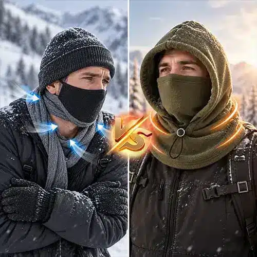 Double layer fleece hat with ear and neck cover